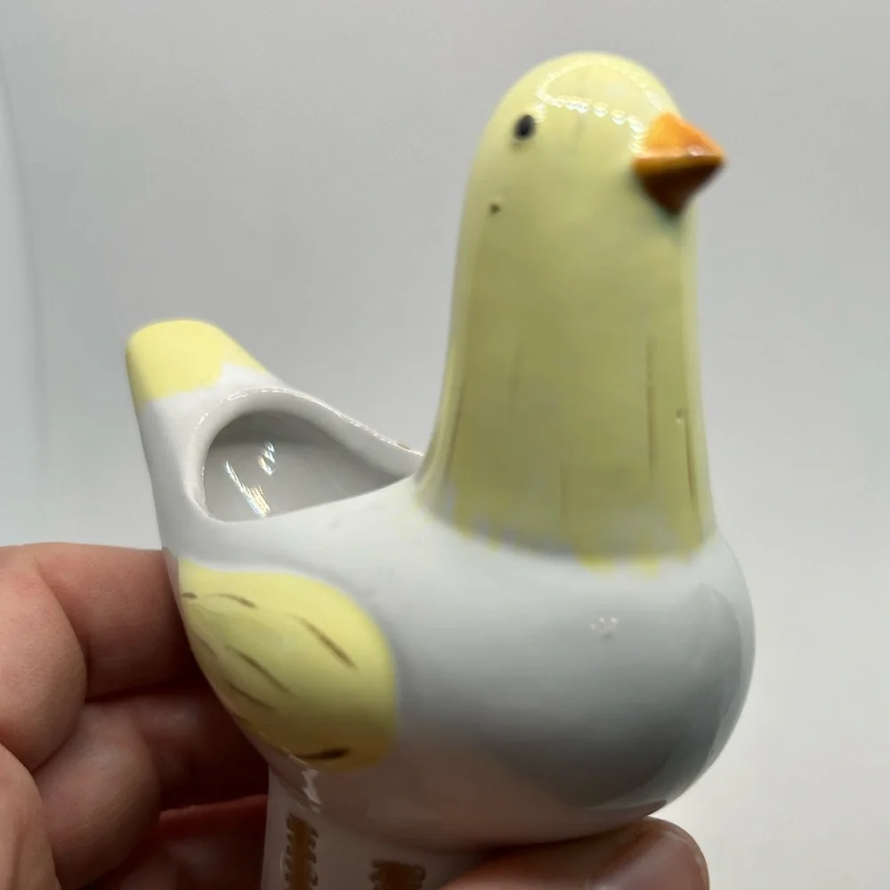 Vintage Vase Bird Ceramic Yellow White Hen on Nest Wales Made in Japan 7 inch